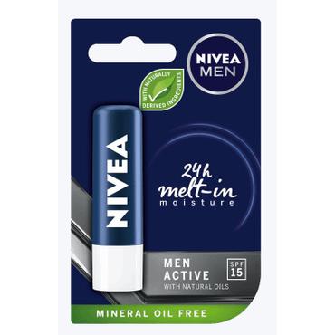 Nivea For Men -  NIVEA MEN 24h Melt-in Moisture pielęgnująca pomadka do ust SPF 15, Active for Men 4,8 g